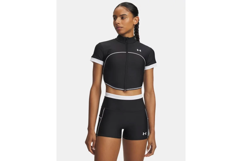 Under Armour Heatgear Γυναικεία Πολυεστερική Κοντομάνικη Ζακέτα Μαύρη, Λευκή