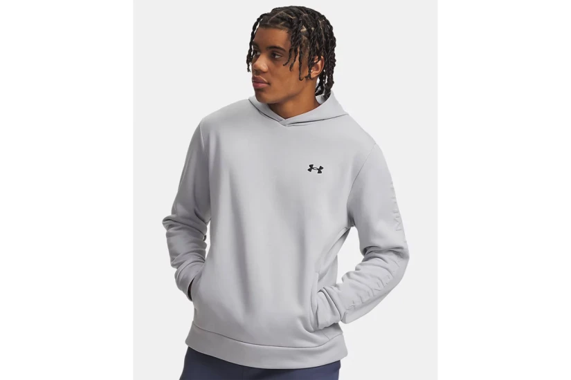 Under Armour Fleece Wordmark Emboss Ανδρικό Φούτερ με Κουκούλα Γκρι Ανοιχτό