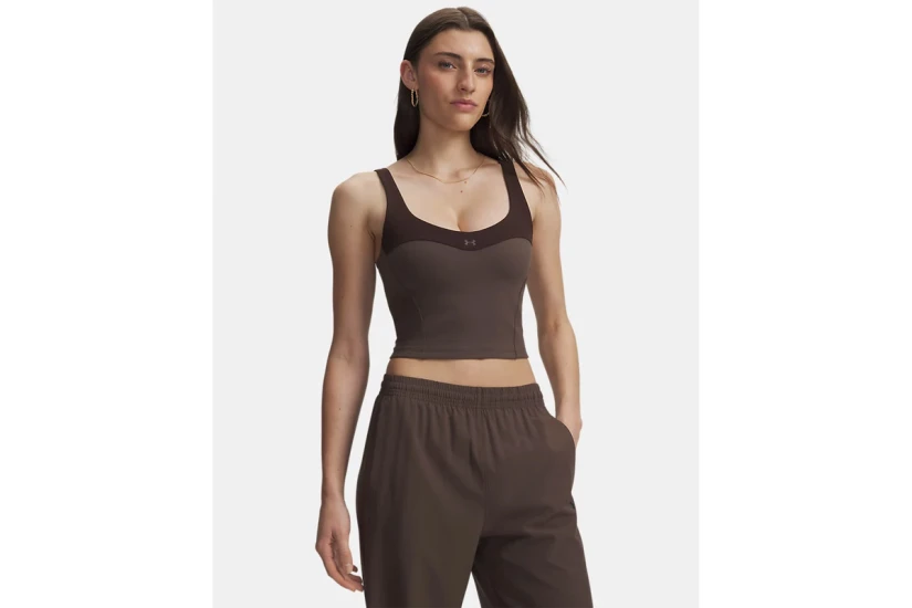Under Armour Motion Colorblock Γυναικείο Αμάνικο Crop Top Καφέ