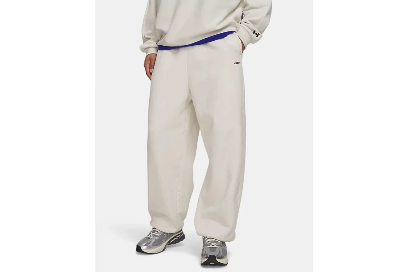 Under Armour Icon Heavyweight Fleece Washed Ανδρικό Παντελόνι Φόρμας Εκρού