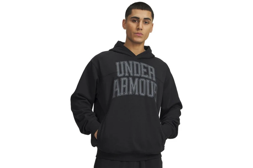 Under Armour Rival Lightweight Graphic Ανδρικό Φούτερ με Κουκούλα Μαύρο, Ανθρακί
