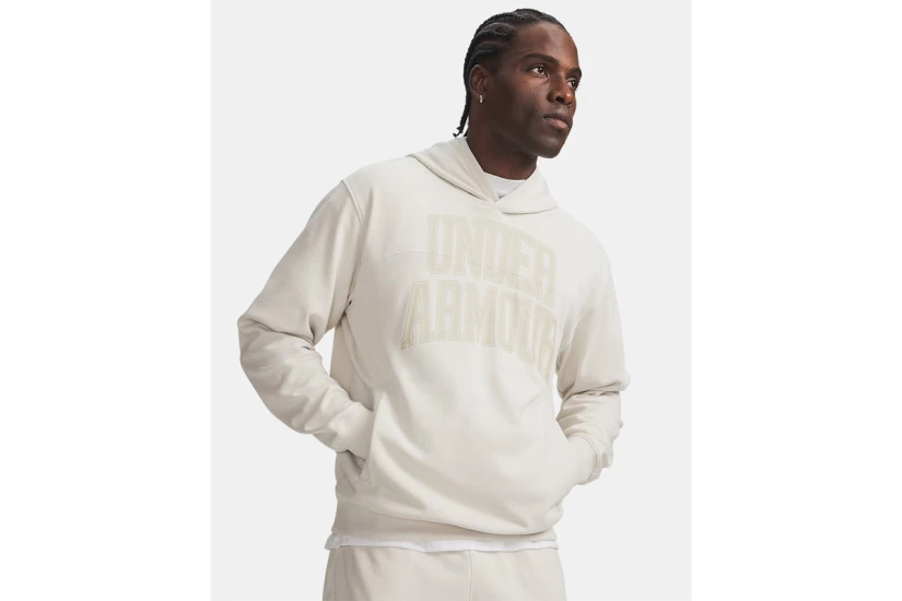Under Armour Rival Lightweight Graphic Ανδρικό Φούτερ με Κουκούλα Εκρού, Μπεζ