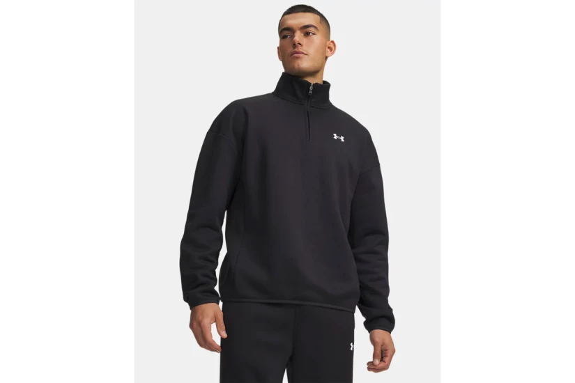 Under Armour Armour Fleece 1-4 Zip Ανδρικό Φούτερ με Κουκούλα Μαύρο