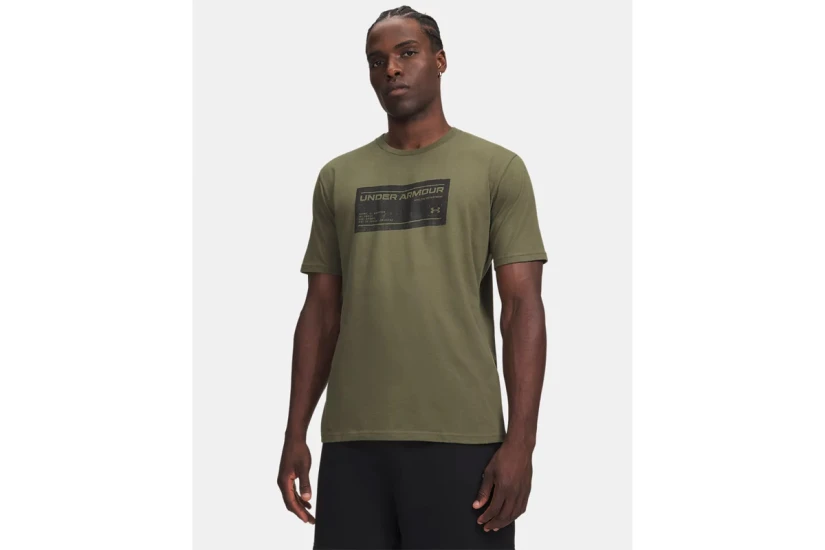 Under Armour Box Wordmark Label Ανδρικό Κοντομάνικο T-Shirt Χακί, Μαύρο