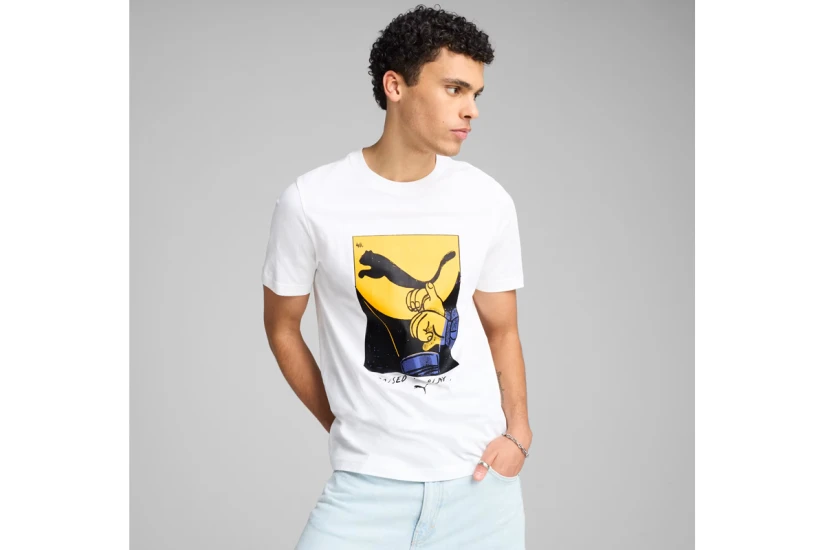 Puma Graphics Shadow Play Ανδρικό Κοντομάνικο T-Shirt Λευκό