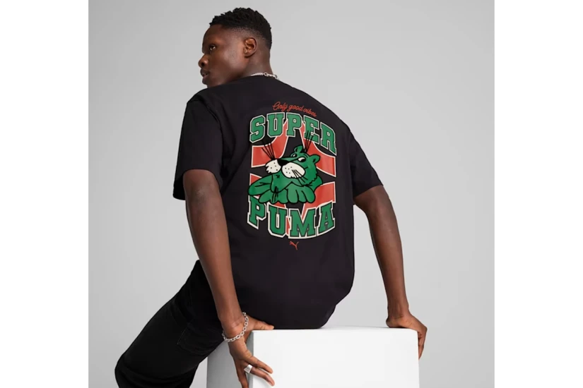 Puma Graphics Super Puma Ανδρικό Κοντομάνικο T-Shirt Μαύρο