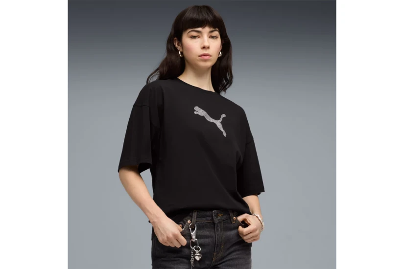 Puma Essentials Graphics Bedazzled Γυναικείο Κοντομάνικο T-Shirt Μαύρο