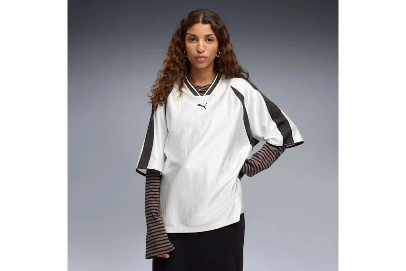 Puma T7 Oversized Football Jersey Γυναικείο Κοντομάνικο T-Shirt Λευκό, Μαύρο