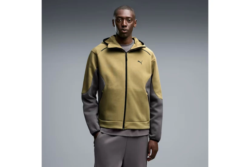 Puma Tech Relaxed Ανδρική Βαμβακερή Ζακέτα με Κουκούλα Λαδί, Γκρι Σκούρο