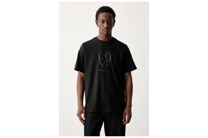 Puma Ferrari Tonal Shield Ανδρικό Κοντομάνικο T-Shirt Μαύρο