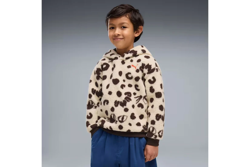 Puma Imaginary Friend Relaxed Fleece Παιδικό Φούτερ με Κουκούλα Μπεζ, Καφέ
