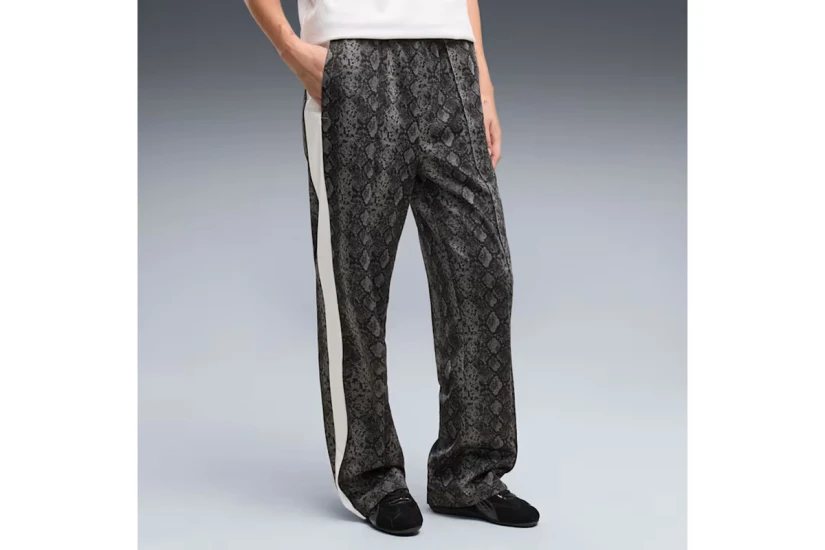 Puma T7 Snake Printed Straight Γυναικείο Παντελόνι Φόρμας Γκρι Σκούρο, Μαύρο, Λευκό