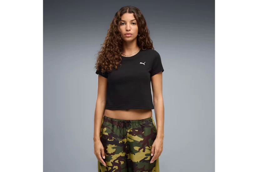 Puma Essentials Baby Cropped Γυναικείο Κοντομάνικο T-Shirt Μαύρο, Λευκό