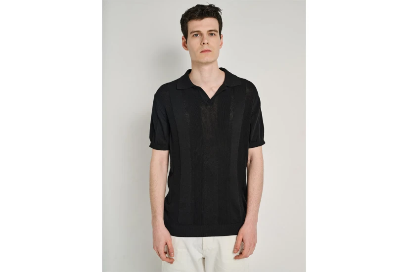 Staff Ektor Ανδρικό Πλεκτό Κοντομάνικο Polo T-Shirt Μαύρο