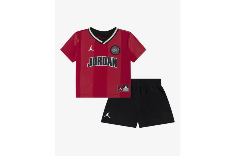 Jordan 23 Βρεφικό Σετ Κοντομάνικο T-Shirt - Σορτς Κόκκινο, Μαύρο