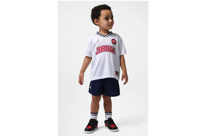 Jordan 23 Βρεφικό Σετ Κοντομάνικο T-Shirt - Σορτς Λευκό, Μπλε Σκούρο