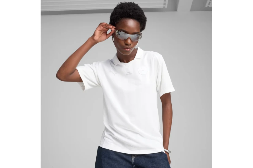Puma Jer-She Football-Inspired Γυναικεία Κοντομάνικη Μπλούζα Polo Λευκή