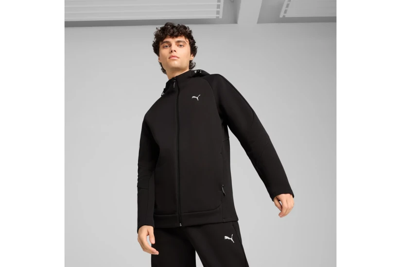 Puma Evostripe Full-Zip Ανδρική Ζακέτα με Κουκούλα Μαύρη