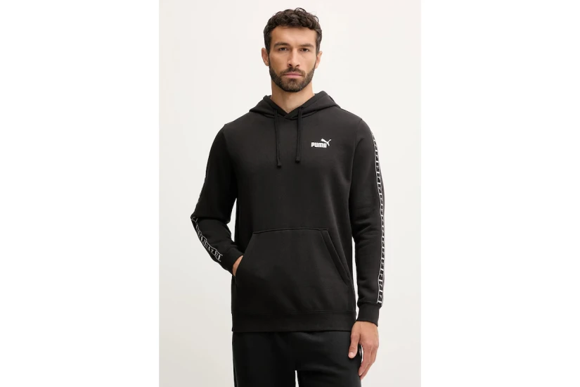 Puma Ess Tape Ανδρικό Φούτερ με Κουκούλα Μαύρο