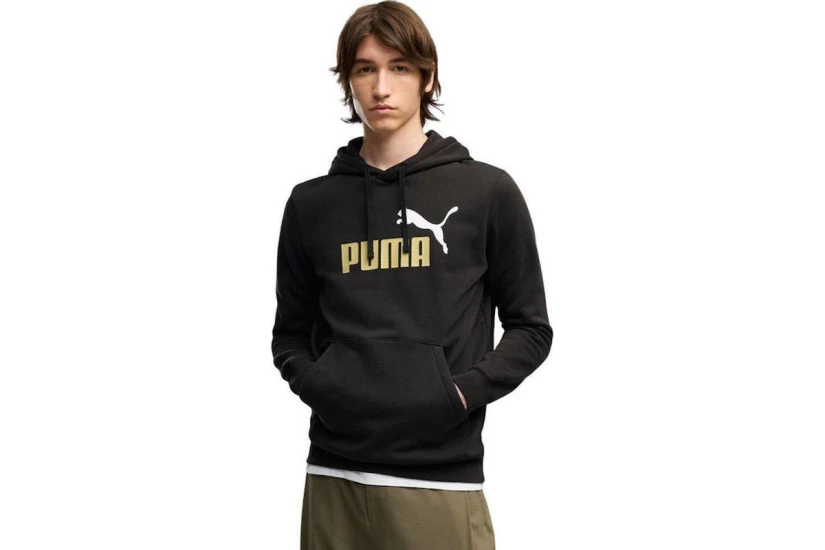 Puma Essentials 2 Color No.1 Logo Ανδρικό Φούτερ με Κουκούλα Μαύρο