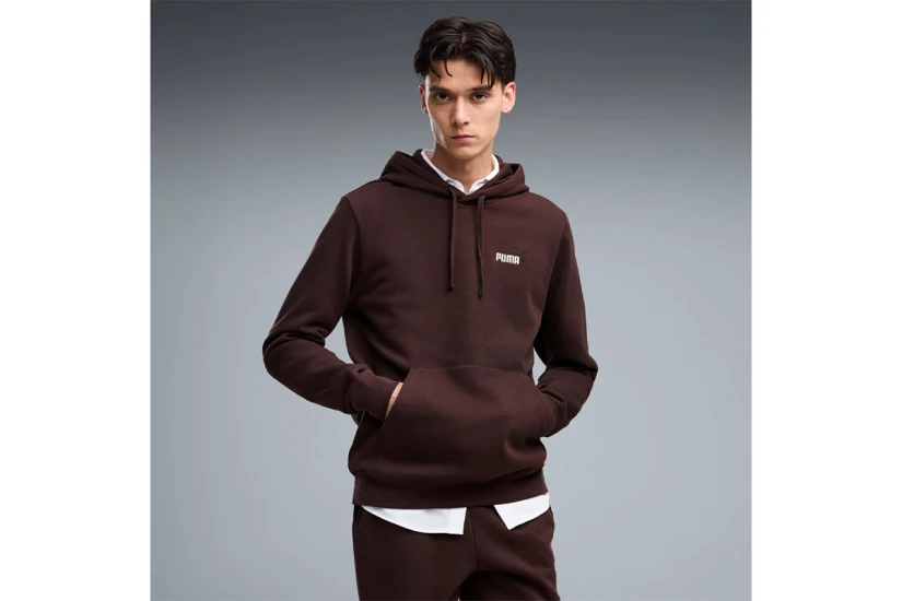 Puma Essentials 2 Color Small No.1 Logo Ανδρικό Φούτερ με Κουκούλα Μπορντό