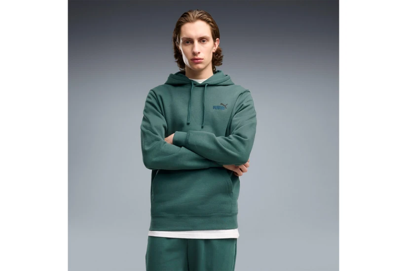 Puma Essentials 2 Color Small No.1 Logo Ανδρικό Φούτερ με Κουκούλα Πράσινο