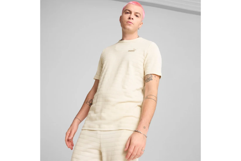 Puma Essentials Elevated Structured Ανδρικό Κοντομάνικο T-Shirt Εκρού