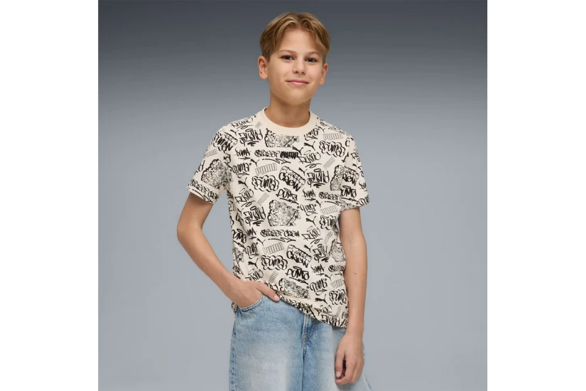Puma Mid90S Aop Tee Παιδικό Κοντομάνικο T-Shirt Σάπιο Μήλο, Μαύρο