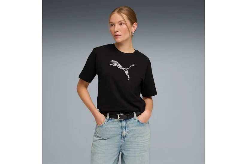 Puma Essentials Graphics Animal Relaxed Γυναικείο Κοντομάνικο T-Shirt Μαύρο, Μπεζ