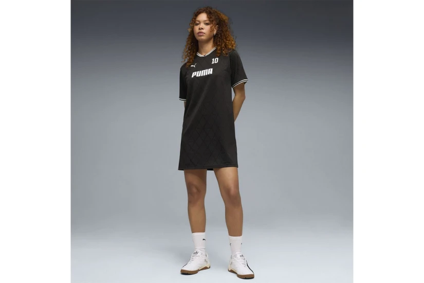 Puma Sport Relaxed Jersey Γυναικείο Mini Φόρεμα Μαύρο, Λευκό
