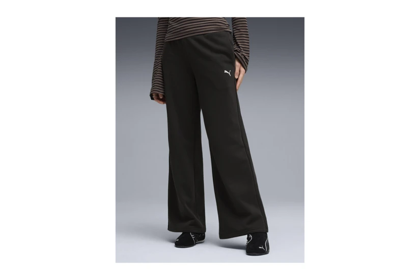 Puma Essentials Cat Fleece Wide Leg Γυναικείο Παντελόνι Φόρμας Μαύρο