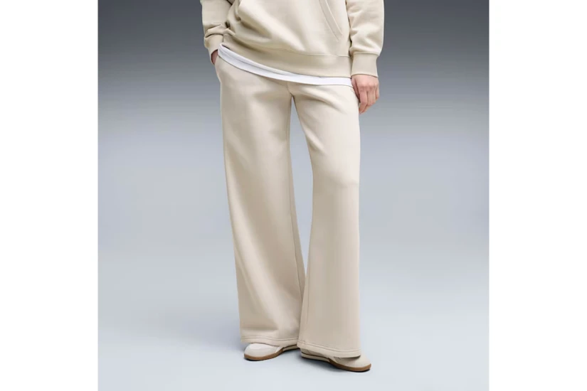 Puma Essentials Cat Fleece Wide Leg Γυναικείο Παντελόνι Φόρμας Μπεζ