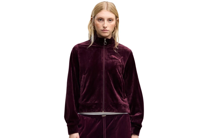 Puma Ess Elevated Velour Γυναικεία Ζακέτα Βυσσινί