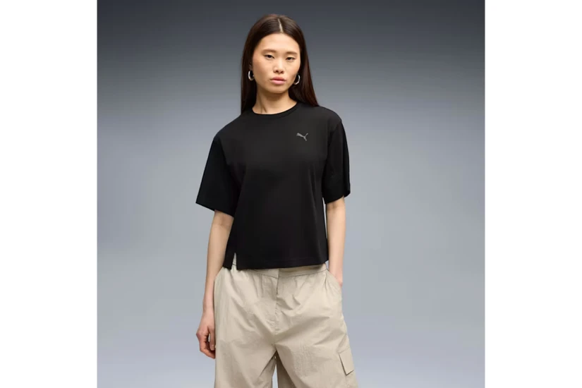 Puma Her Relaxed Γυναικείο Κοντομάνικο T-Shirt Μαύρο