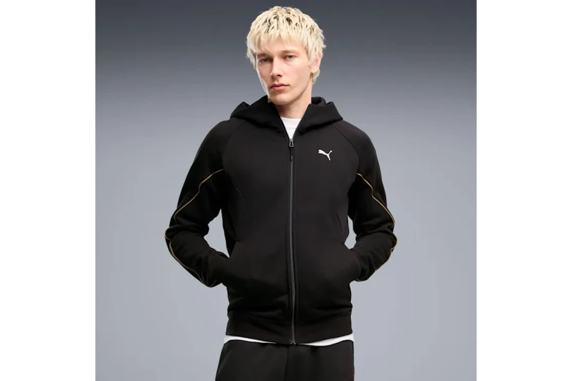 Puma Sport Fleece Ανδρική Βαμβακερή Ζακέτα με Κουκούλα Μαύρη