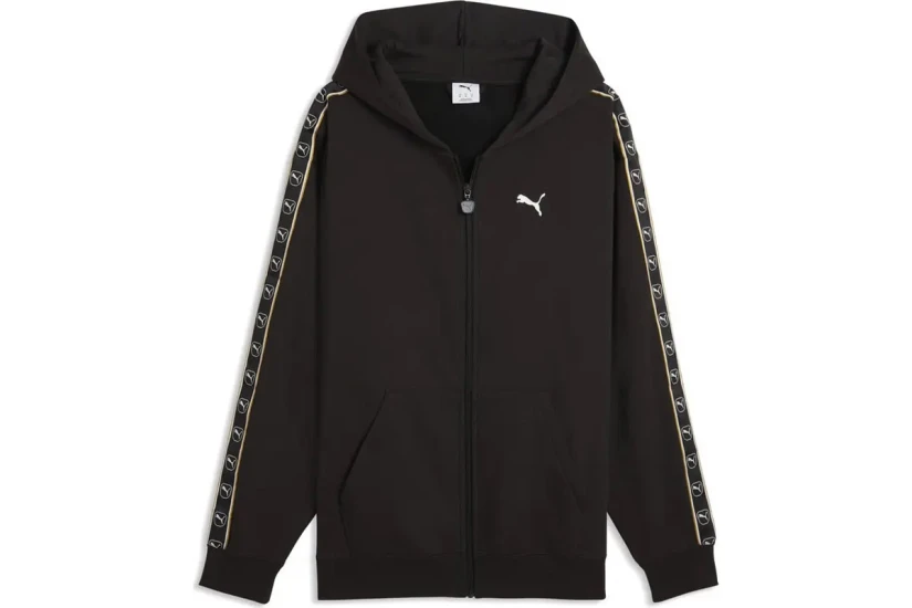 Puma Essentials Elevated Tape Relaxed Ανδρική Βαμβακερή Ζακέτα με Κουκούλα Μαύρη