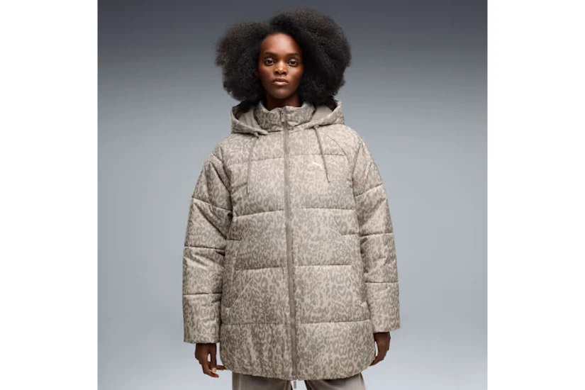 Puma Style Padded Relaxed Γυναικείο Μπουφάν Puffer με Κουκούλα Πουρό, Μπεζ
