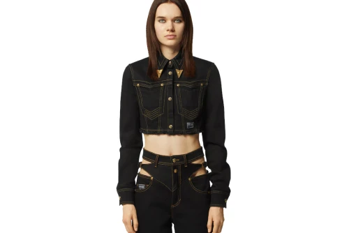 Versace D Str Slouchy28 Blk Μπουφάν Τζιν Γυναικείο (76HAL253 DW060L54 909)