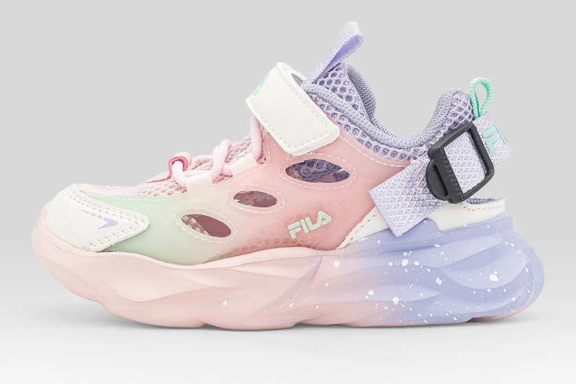 Fila Wave Memory Velcro Βρεφικά Sneakers Ροζ, Μωβ, Λευκά, Πράσινα