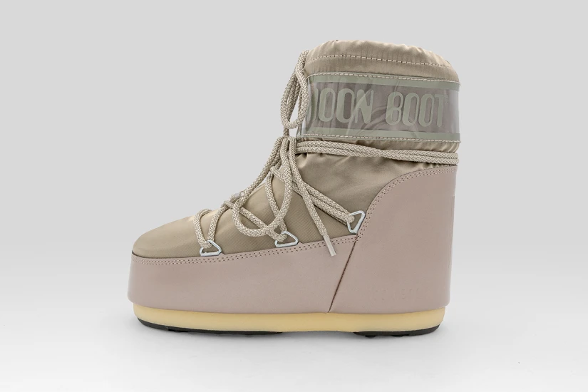 Moon Boot Icon Low Glance Platinum Satin Γυναικείες Μπότες Χιονιού