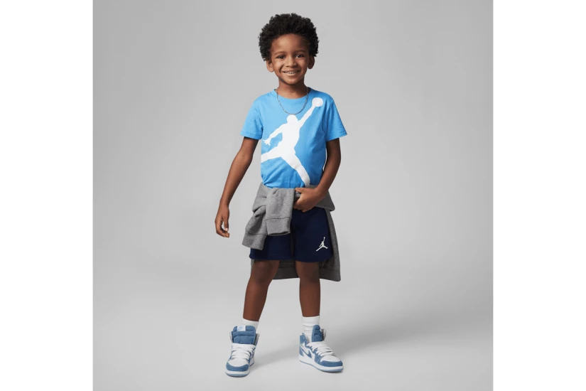 Jordan Jumbo Jumpman Παιδικό Σετ Κοντομάνικη Μπλούζα - Σορτς Γαλάζιο, Μπλε Σκούρο, Λευκό