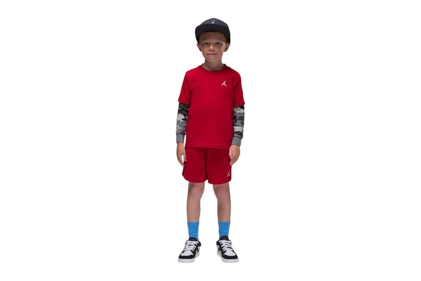 Jordan Brooklyn Essentials French Terry Παιδικό Σετ Κοντομάνικη Μπλούζα - Σορτς  Κόκκινο