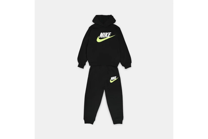 Nike Club Chenille Παιδικό Σετ Φούτερ με Κουκούλα - Παντελόνι Φόρμας Μαύρο