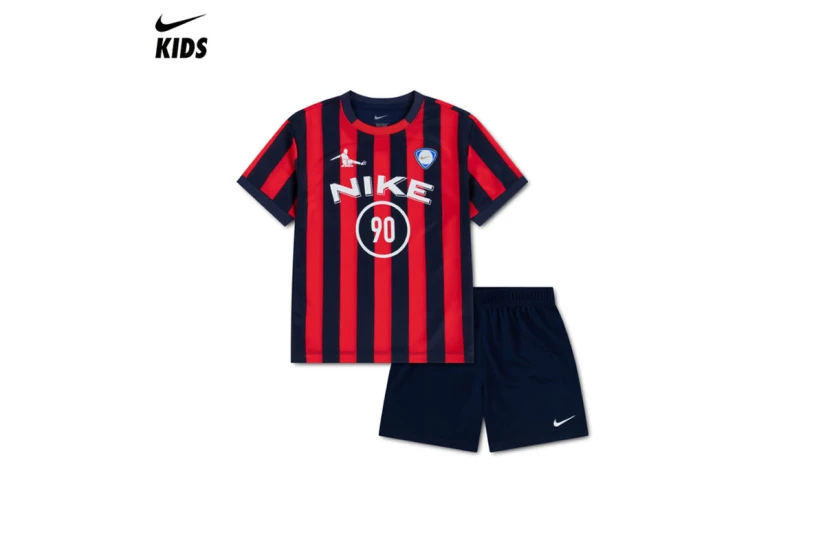 Nike Sportswear Goal Mode Παιδικό Σετ Κοντομάνικη Μπλούζα - Σορτς Κόκκινο, Μπλε Σκούρο, Λευκό