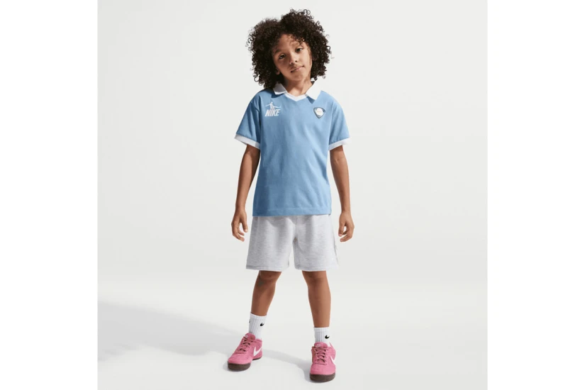 Nike Sportswear Goal Mode French Terry Παιδικό Σετ Κοντομάνικη Μπλούζα - Σορτς Σιέλ, Γκρι Ανοιχτό, Λευκό