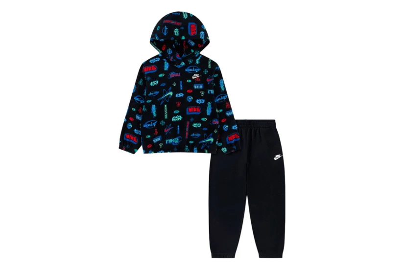 Nike Air Max All Over Print Παιδικό Σετ Φούτερ με Κουκούλα - Παντελόνι Φόρμας Μαύρο, Διάφορα Χρώματα