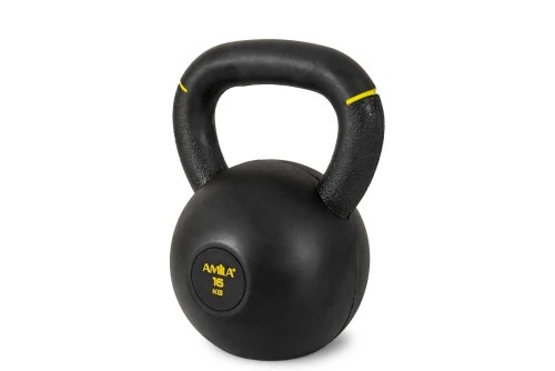 Amila Kettlebell Original Rubber 16 Kg - Μαύρο  Κίτρινο (90478)