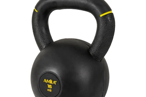 Amila Kettlebell Original Rubber 16 Kg - Μαύρο  Κίτρινο (90478)