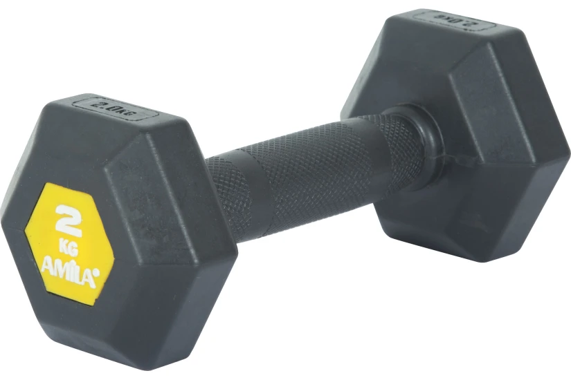 Amila Original Rubber H Αλτήρας Εξάγωνος Μαύρος, Κίτρινος 2Kg