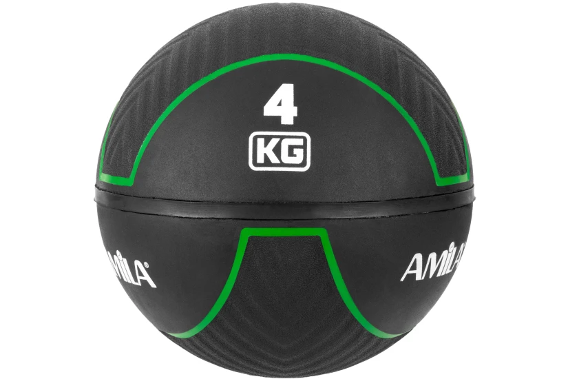 Amila Medicine Ball HQ Rubber Μπάλα Μαύρη, Πράσινη 4Kg